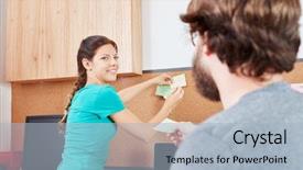  Presentation with woman - Amazing presentation having woman and colleague using note backdrop and a  colored foreground