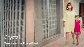  Presentation with viral - PPT theme having woman-and-daughter-wearing-facial background and a gray colored foreground