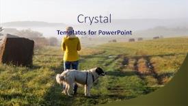  Presentation with social distancing - PPT layouts enhanced with woman-and-dog-in-autumn background and a sky blue colored foreground