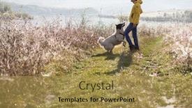  Presentation with social distancing - Slide set with woman-and-dog-in-autumn background and a yellow colored foreground