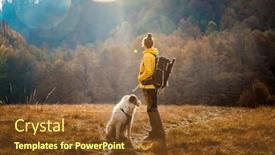  Presentation with social distancing - Theme having woman-and-dog-outdoors background and a tawny brown colored foreground