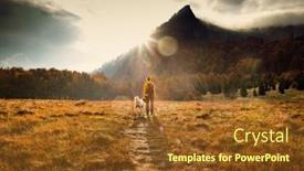  Presentation with social distancing - Slide set having woman-and-dog-outdoors background and a tawny brown colored foreground