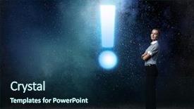  Presentation with check or tick mark - Beautiful presentation theme featuring woman and exclamation mark backdrop and a navy blue colored foreground