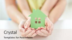  Presentation with family holding hands - Presentation design consisting of woman and girl holding green background and a lemonade colored foreground