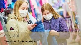  Presentation with mask - Slide set having woman-and-girl-in-protective background and a coral colored foreground