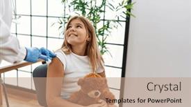  Presentation with pediatrician - PPT theme consisting of woman-and-girl-pediatrician background and a coral colored foreground