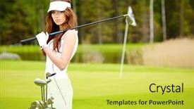  Presentation with golf hd - PPT layouts featuring woman and golf background and a yellow colored foreground