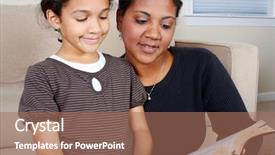  Presentation with reading bible - Presentation design having woman and her daughter reading background and a coral colored foreground