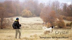  Presentation with trekking - Slide set featuring woman-and-her-dog-dog background and a lemonade colored foreground
