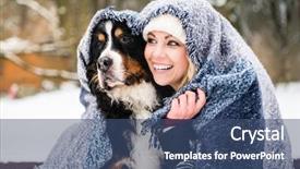  Presentation with war dog - Presentation consisting of woman and her dog getting background and a ocean colored foreground