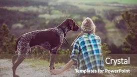  Presentation with active lifestyle - Colorful PPT theme enhanced with woman and her dog posing backdrop and a violet colored foreground