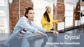  Presentation with hip hop dancing - Presentation design with woman and her groupmate learning background and a seafoam green colored foreground