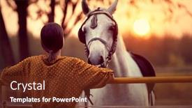  Presentation with nature countryside - PPT theme consisting of woman-and-her-horse-lovingly background and a tawny brown colored foreground