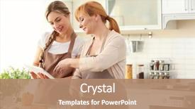  Presentation with cooking - Presentation design with woman and her mother cooking background and a coral colored foreground