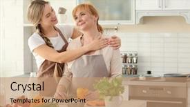  Presentation with cooking - Amazing slide set having woman and her mother cooking backdrop and a coral colored foreground