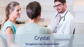  Presentation with physician - Beautiful PPT theme featuring woman and her partner see backdrop and a lemonade colored foreground