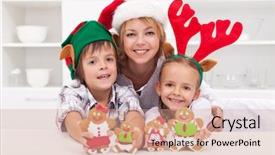  Presentation with christmas kids - Theme consisting of woman and kids in christmas background and a coral colored foreground