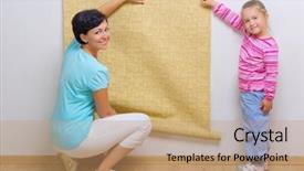  Presentation with repair - Presentation enhanced with woman and little girl doing home repair background and a coral colored foreground