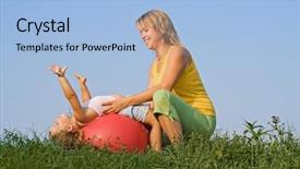  Presentation with black couple having fun - Presentation consisting of woman and little girl having background and a light blue colored foreground