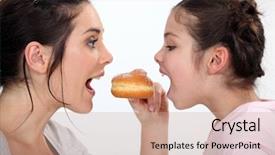  Presentation with sister - Beautiful slides featuring woman and little sister fighting over fritter backdrop and a coral colored foreground