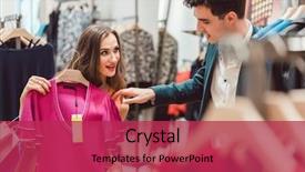  Presentation with man joined woman - Slides with woman and man checking price background and a red colored foreground