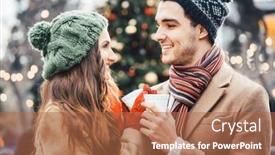  Presentation with mulled wine - PPT layouts having woman-and-man-drinking-mulled background and a coral colored foreground