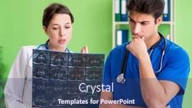  Presentation with case - Cool new PPT theme with woman-and-man-gynecologists-discussing backdrop and a ocean colored foreground