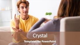  Presentation with sign language - Presentation enhanced with woman and man learning sign background and a coral colored foreground