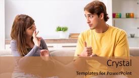  Presentation with sign language - Presentation theme enhanced with woman and man learning sign background and a coral colored foreground