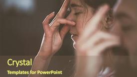  Presentation with healthy lifestyle - Cool new theme with woman and man on yoga backdrop and a tawny brown colored foreground