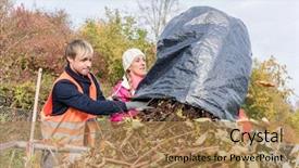  Presentation with waste - PPT theme enhanced with putting waste green in container background and a coral colored foreground