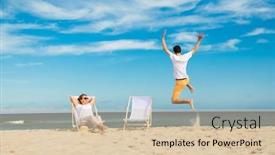  Presentation with relaxing - Amazing presentation theme having woman-and-man-relaxing backdrop and a lemonade colored foreground