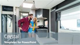  Presentation with testing - Cool new theme with woman-and-man-testing-interior backdrop and a gray colored foreground