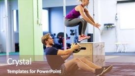  Presentation with gym ball - Slide deck consisting of woman and man with medicine background and a coral colored foreground