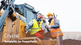  Presentation with excavation - Theme consisting of woman-and-man-worker background and a coral colored foreground