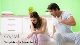  Presentation with conflict - Slides enhanced with woman and man in the bedroom during conflict background and a soft green colored foreground