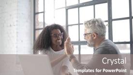  Presentation with understanding - Amazing presentation design having woman-and-man backdrop and a gray colored foreground