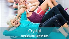  Presentation with senior fitness - Presentation theme consisting of woman and men in fitness background and a teal colored foreground