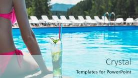  Presentation with lime - Presentation theme featuring woman-and-mojito-cocktail background and a cool aqua colored foreground