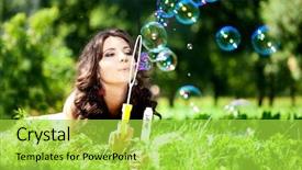  Presentation with soap - Slide set enhanced with woman and soap bubbles background and a yellow colored foreground