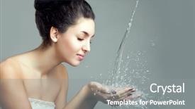  Presentation with gravity rain blue water drop splash - Slides having woman and water splash water background and a gray colored foreground