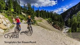  Presentation with wudang mountain - Presentation with woman and young girl along background and a mint green colored foreground