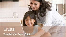  Presentation with paperwork - Audience pleasing presentation consisting of woman and young girl backdrop and a  colored foreground