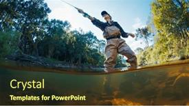  Presentation with business woman standing on maze - Presentation theme enhanced with woman-angler-on-the-river background and a tawny brown colored foreground