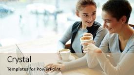  Presentation with women - Presentation theme consisting of woman animation - attractive young women drinking delicious background and a soft green colored foreground