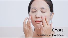  Presentation with facial - Presentation theme with woman apply facial paper mask background and a coral colored foreground