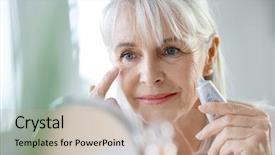  Presentation with anti aging - Beautiful PPT layouts featuring old faces - portrait of senior woman applying backdrop and a coral colored foreground