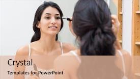  Presentation with eyelashes - Beautiful presentation theme featuring woman applying black mascara backdrop and a lemonade colored foreground