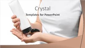  Presentation with skin - PPT theme with woman-applying-body-cream-onto background and a white colored foreground