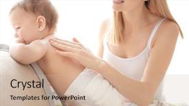  Presentation with baby in womb - Slide deck enhanced with woman applying body cream background and a soft green colored foreground